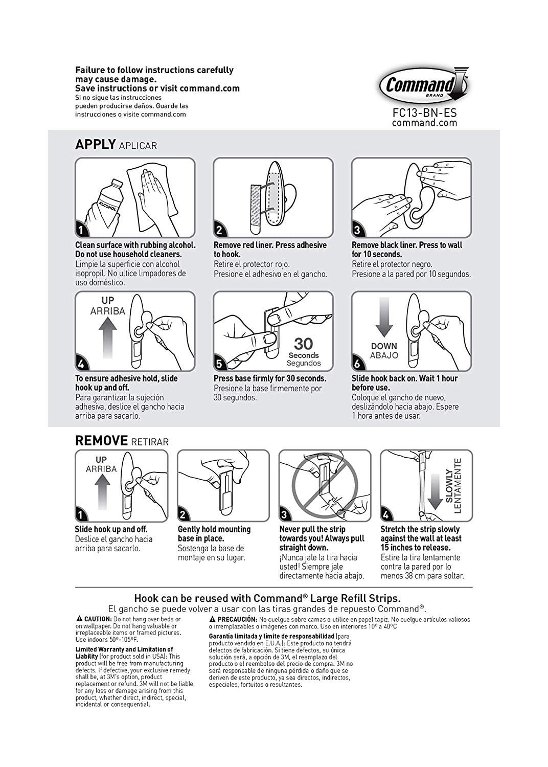 FC13-BN-ES Indoor Use Decorate Damage-Free 5 Pack Command Metal Hook