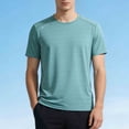 thumbnail image 2 of TAGOLD Mens Summer Short Sleeve Round-Neck Blouses & Shirts Solid Color Ice Silk Cool, 2 of 5
