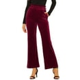 thumbnail image 5 of INSPIRE CHIC Women's Christmas Velvet Pants Halloween Tie Waist Stretchy Wide Leg Pants with Pockets XS Burgundy, 5 of 7