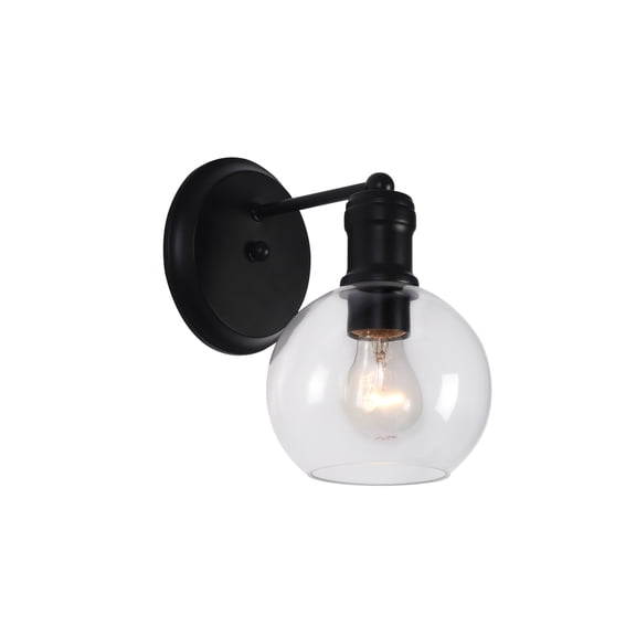 Chloe Lighting Oxa 6" 1-Light Indoor Glass and Metal Wall Sconce in Matte Black