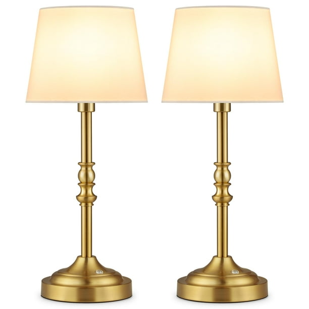 Lámpara de mesa GGOYING, juego de 2 unidades, LED, inalámbrica, recargable, color bronce