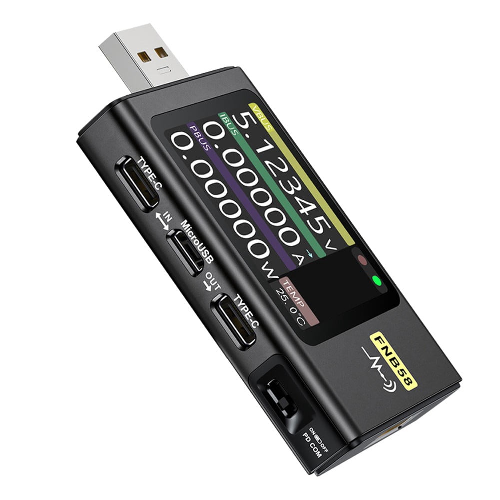 RANMEI Fnb58 Digital Voltmeter Current Tester Usb Type C Fast Charge Current Meter Tool