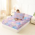 thumbnail image 4 of Manfei Cute Mermaid Tail Twin Fitted Sheet, Dreamy Fish Scale Bedding, Pink Blue, 2 Pieces, 1 Fitted Sheet and 1 Pillowcase, 4 of 6