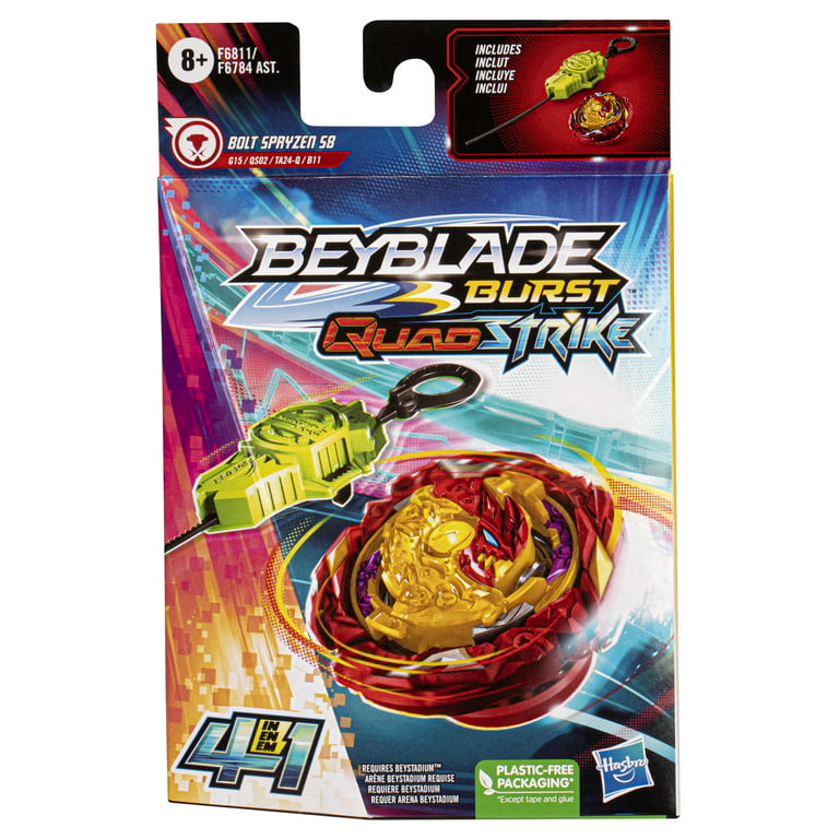Beyblade Burst QuadStrike Bolt Spryzen S8 Spinning Top, Battling Game Top  Toy Set with Launcher