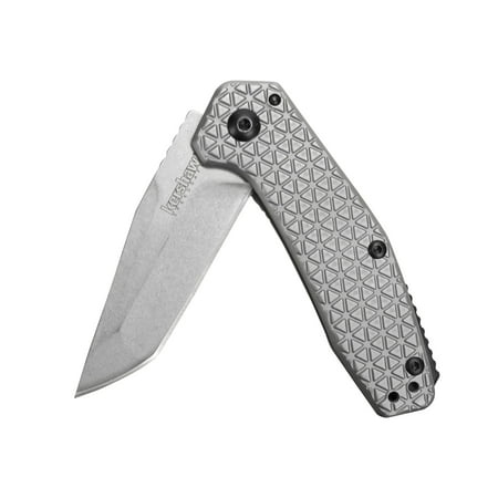 Lockblade Hunting Pocket Clip Knife - Kershaw Cathode Pocket Knife (1324), 2.25-inch 4Cr14 High-Performance Steel Blade, Stonewashed Finish, Cold Forged Stainless Steel Handle, SpeedSafe Opening, Frame Lock, Reversible Pocket Clip, 2.7 OZ