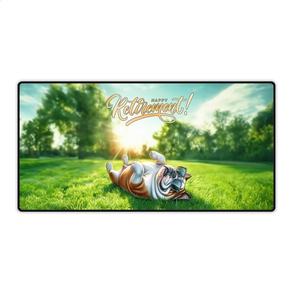Happy Retirement with Bulldog Enjoy Life Rest Time Desk Mat Full Keyboard Mouse Pad Dog Lover Gifts Idea Large Mousepad - 02027