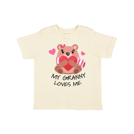 

Inktastic My Granny Loves me- bear and hearts Gift Toddler Boy or Toddler Girl T-Shirt
