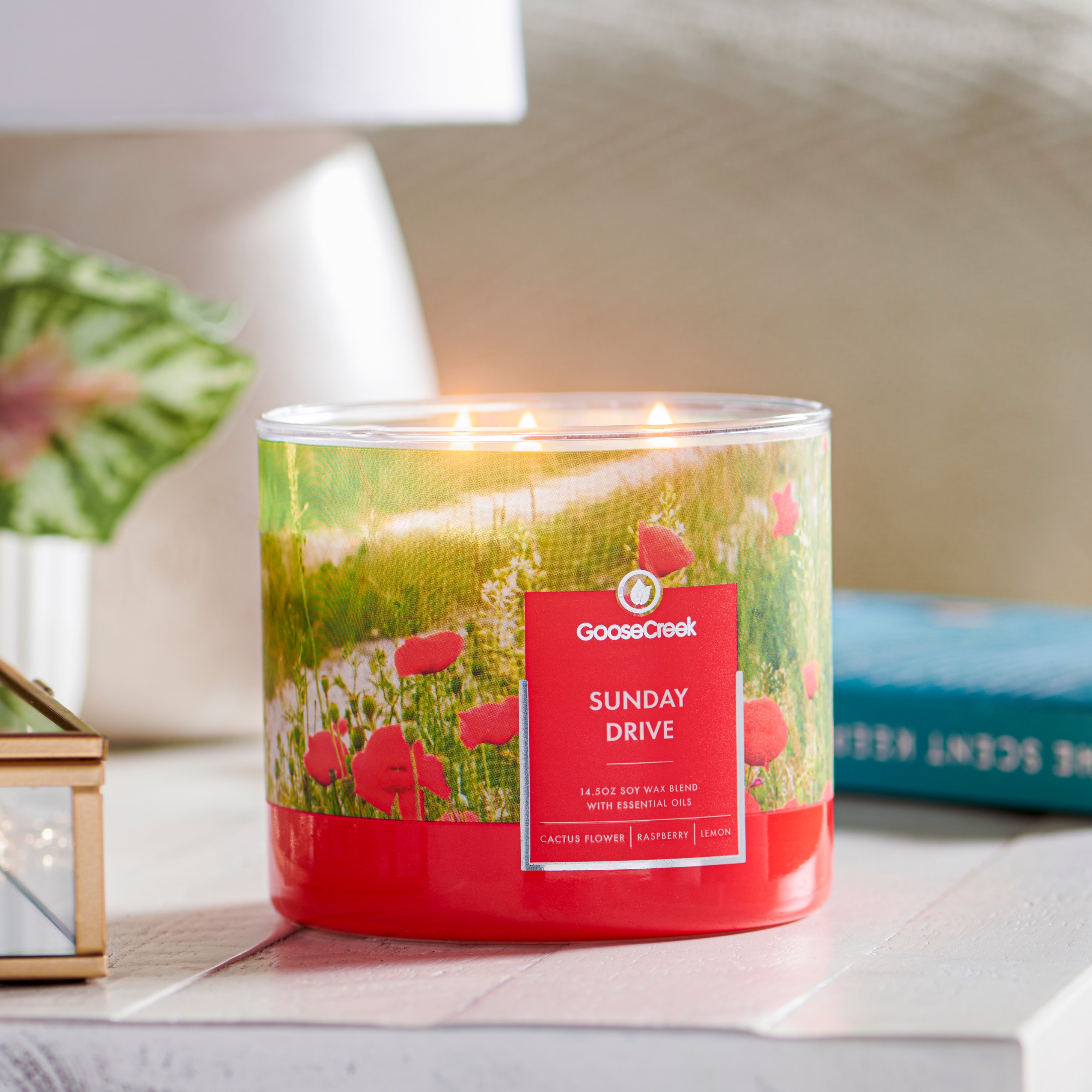 (4 pack) Goose Creek 3-Wick Sunday Drive Scented Jar Candle, 14.5oz.