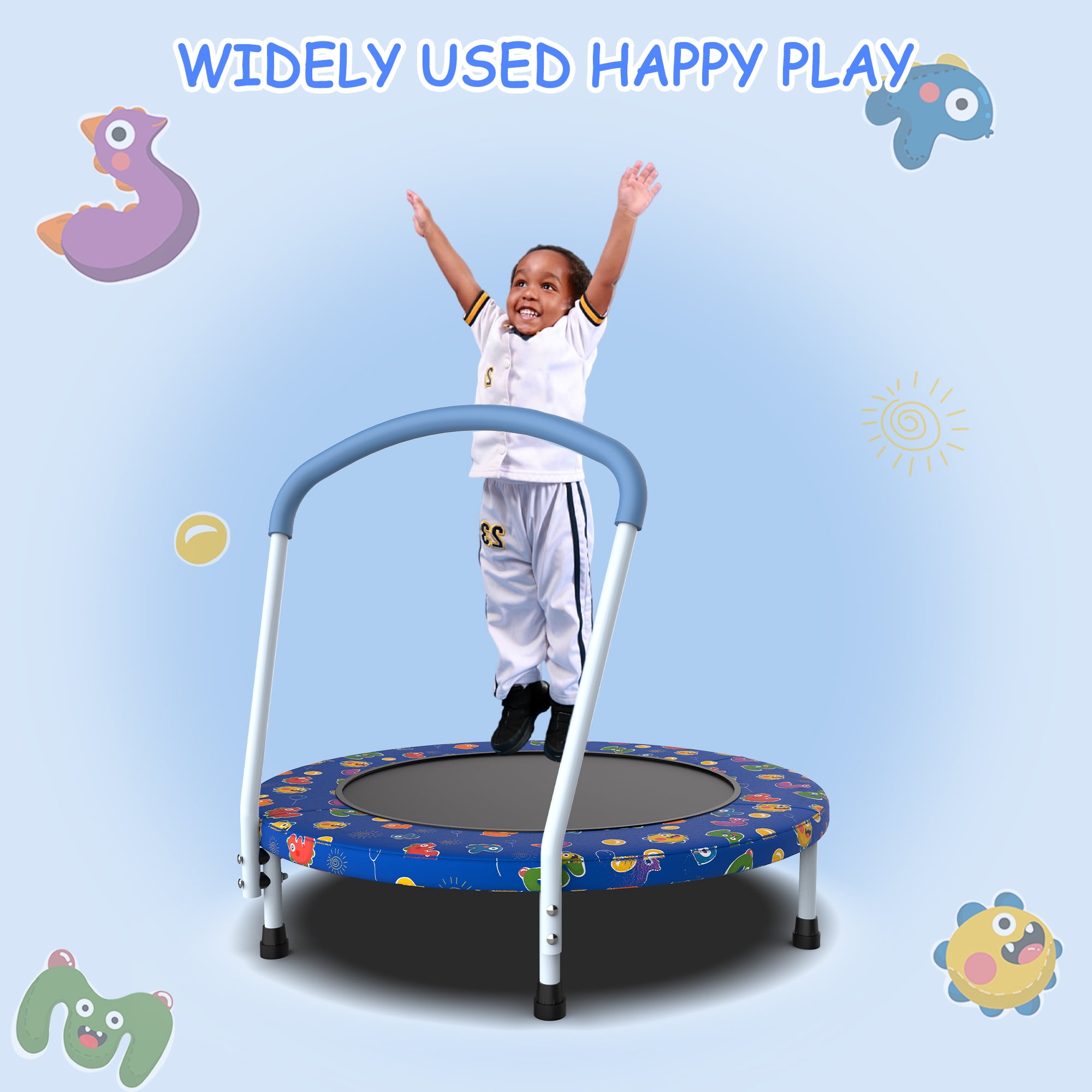 LIZEVINC 36" Trampoline Indoor Trampoline with Handle,Blue Multi
