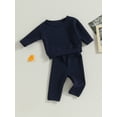 thumbnail image 3 of ZAXARRA Baby Boys 2PCS Pants Sets Long Sleeve Round Neck Sweatshirt Tops and Solid Color Pants Sets, 3 of 9