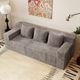 thumbnail image 4 of 71" 3-Seater Corduroy Sofa, Deep Seat Modular Couch, No Assembly Comfy Loveseat for Living Room Bedroom Conference Room Apartment, Camel, 4 of 11