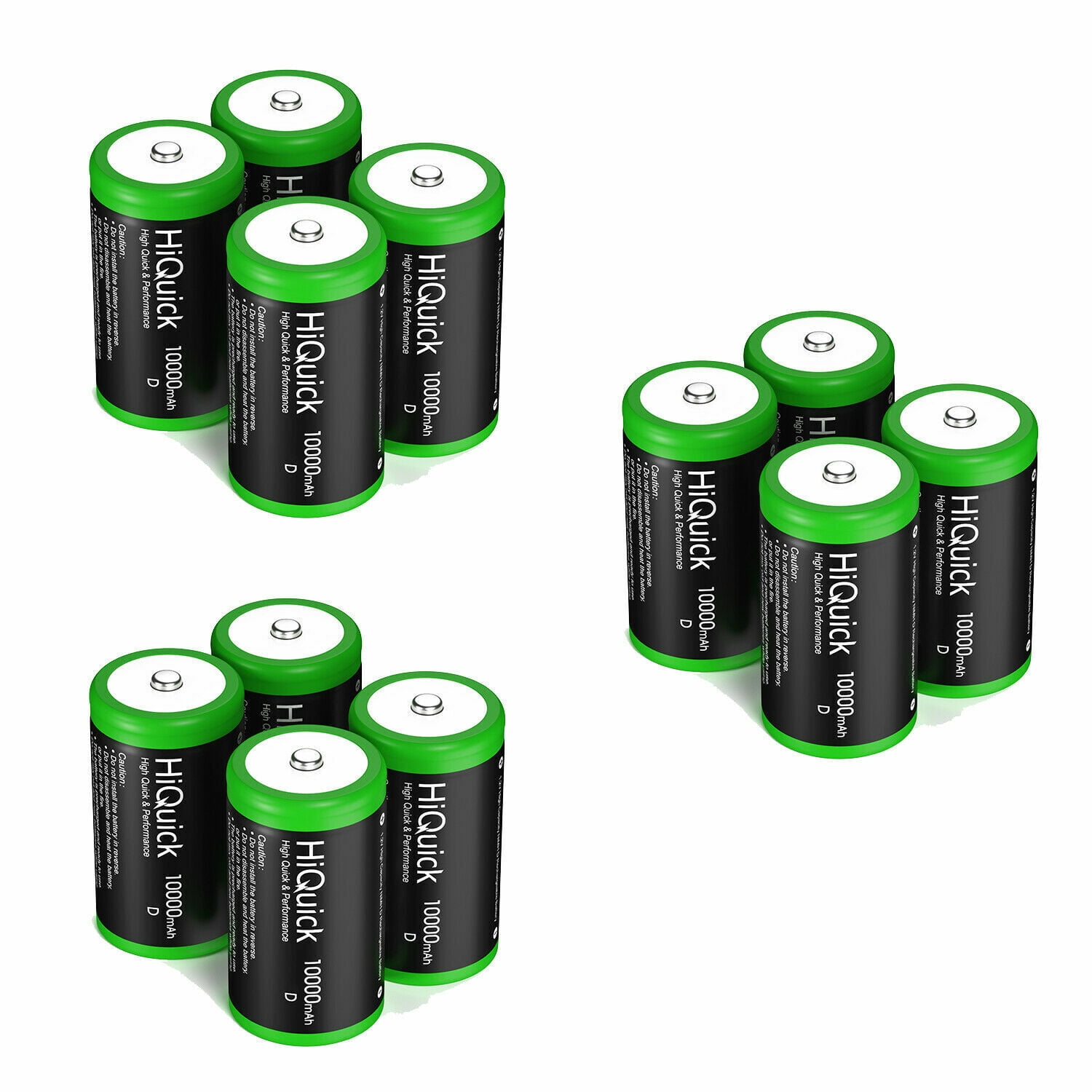 HiQuick 10000mAh D Rechargeable Batteries 1.2V Huge Capacity Size D