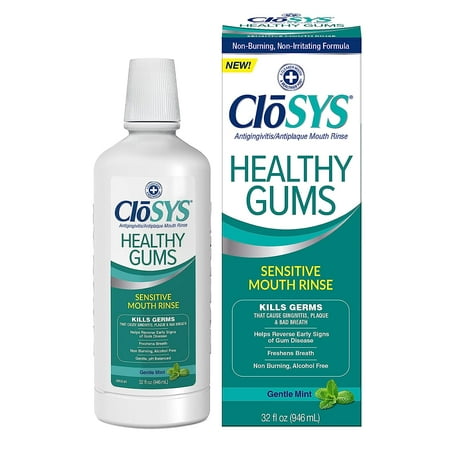 CloSYS Healthy Gums Oral Mouthwash, Gentle Mint, 32oz