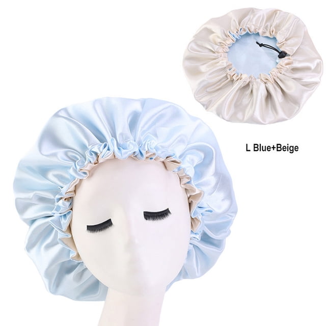 Double Layer Satin Shower Cap Large Chemotherapy Beauty Perm Cap With Adjustment Buckle for Hair Protective