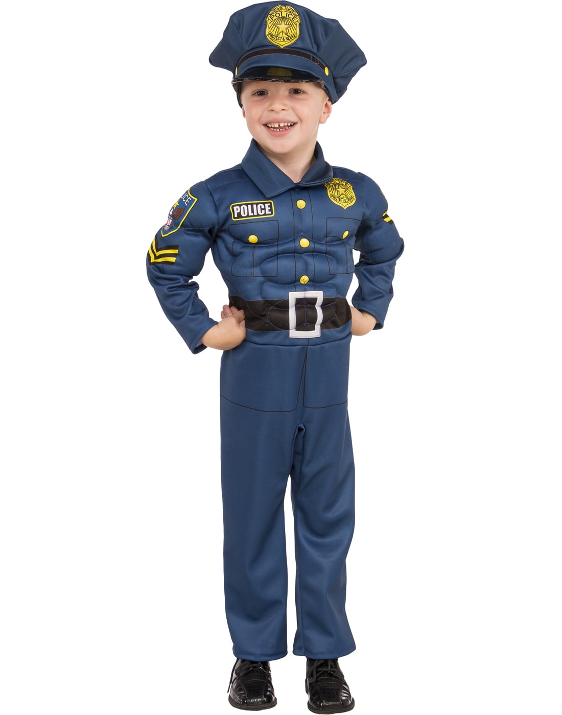 Rubie's Top Cop Muscle Chest Police Blue Uniform Halloween Fancy-Dress Costume for Child, Boys M - Walmart.com