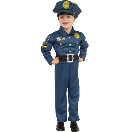Top Cop Boy Child Muscle Chest Police Blue Uniform Halloween Costume