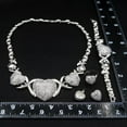 thumbnail image 5 of Women's Hugs & Kisses XOXO 4 Pieces Necklace Set Hearts Charm Necklace Ring Bracelet & Earrings Real Gold Pated Layered (Silver), 5 of 5