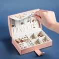 thumbnail image 3 of Jumpingount Caja de almacenamiento de joyería de cuero, cajas de embalaje de estilo Simple portátil, contenedor, vestidor para el hogar, cumpleaños de Ropa, zapatos y accesorios Miscelánea Jumpingount AP016743-00, 3 of 6