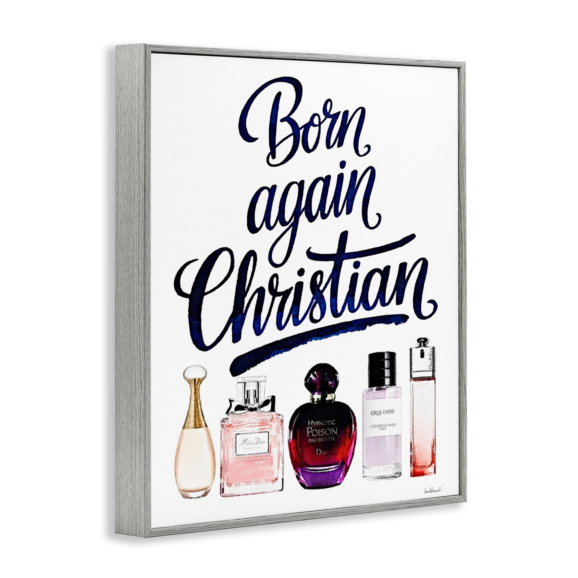 Born Again Christian Skincare Gray Framed Giclee Art, design by Amanda Greenwood
