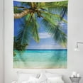 thumbnail image 1 of Tropical Tapestry, Tropical Paradise View at Maldives Palms Clear Sky Seashore Picture Print, Fabric Wall Hanging Decor for Bedroom Living Room Dorm, 5 Sizes, Green Aqua Blue, by Ambesonne, 1 of 1