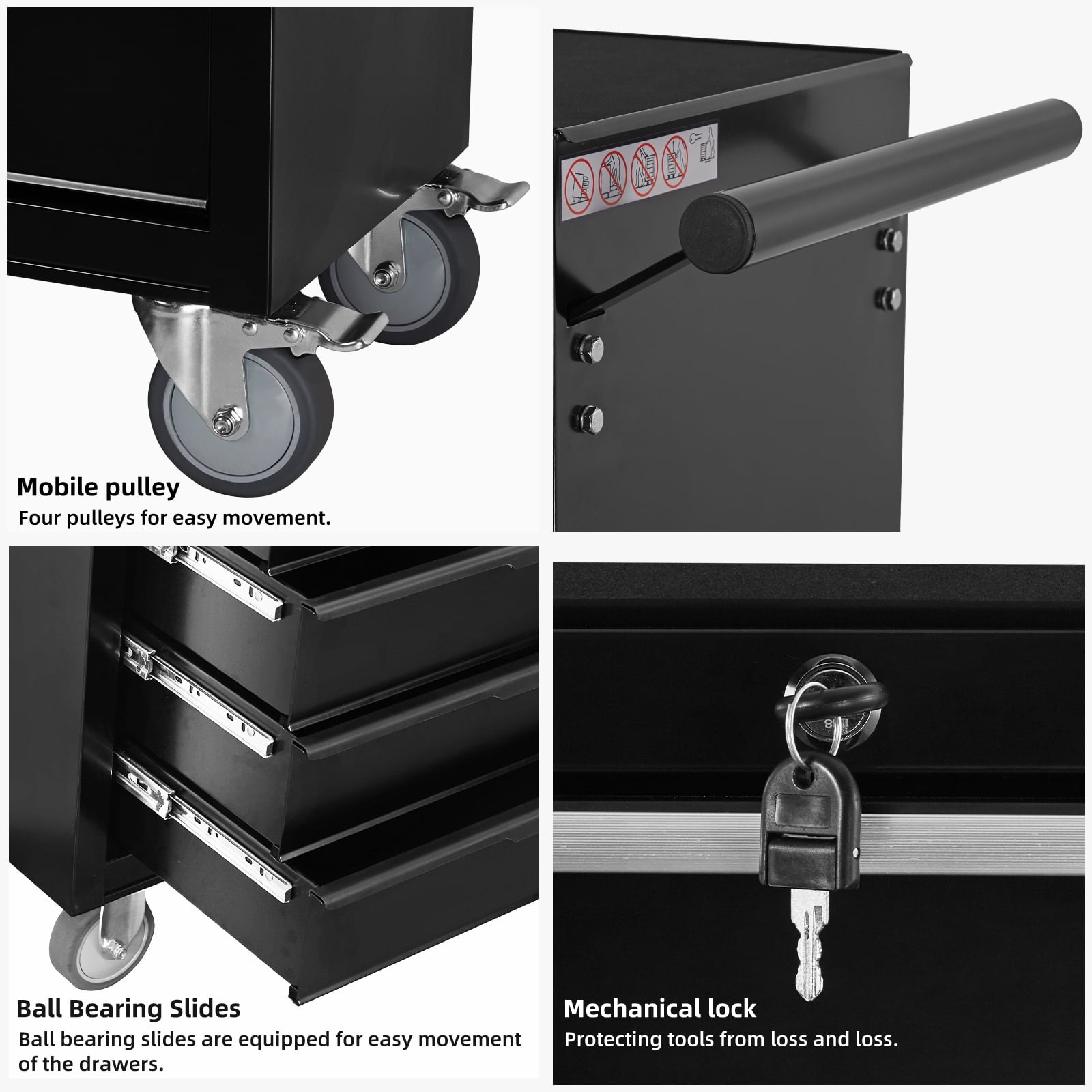 7 Drawer Rolling Tool Chest Cabinet, Large Capacity Metal Tool Box with Wheels and Cylinder Locking, Storage Organizer Tool Cart for Garage, Warehouse, Work Shop