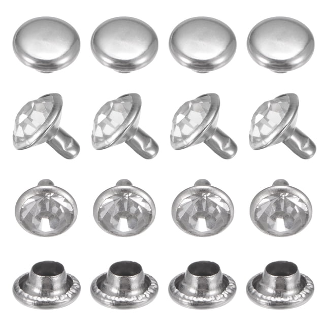 Remaches de cristal transparente Uxcell de 0.35 pulgadas 50 piezas para manualidades DIY, studs transparentes para ropa