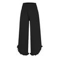 thumbnail image 3 of BLOCLOALO Harem Pants Wide Leg Pants Linen Pants Summer Smocked Waist Ruffle Palazzo Pants Boho Flowy Beach Vacation Pant with High Waisted Pants Cropped Pants Elastic Waist Pants Black Xl, 3 of 9