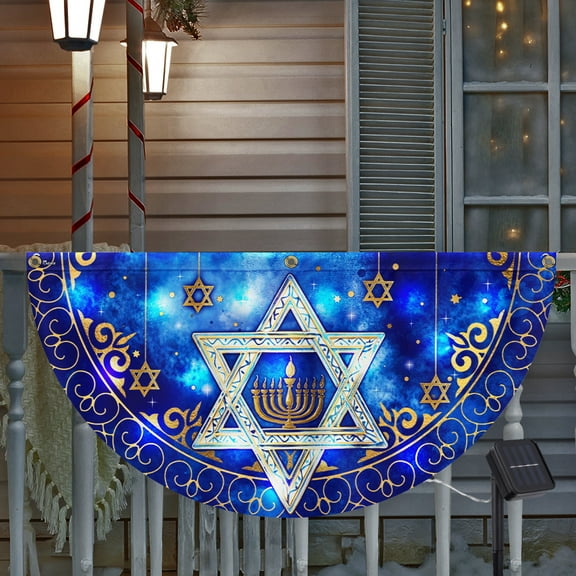 FLAGWIX Jewish Star of David, Lighting Solar Led Fan Flag TPT2386SL - USA Flags Decor Indoor Outdoor