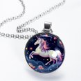thumbnail image 2 of Starry Unicorn Glass Circular Pendant Necklace - Women's Jewelry, 2 of 5