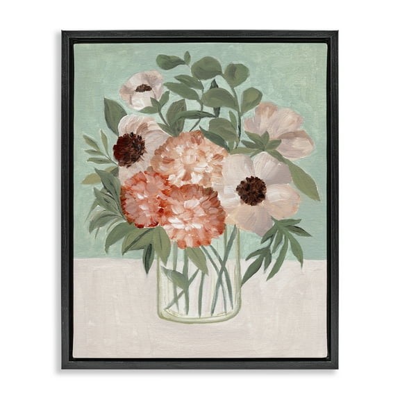 Stupell Industries Garden Beauties Bouquet Plants & Flowers Painting Black Floater Framed Canvas Art Print Wall Art, 17 x 21