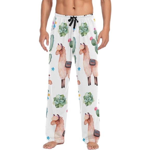 Llama Cactus Ghost Pajama Pants, Men's Lounge Pants Light with Drawstring and Pockets, Christmas New Year Birthday Father's Day Gifts, Medium