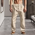 thumbnail image 4 of ZenCart Men's Summer Linen Pants Casual Solid Color Baggy Trousers Beach Yoga Trousers with Pockets Elastic Waist Drawstring for Daily Wear And Vacation, 4 of 8