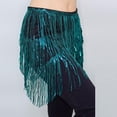 thumbnail image 4 of BLTIBY Womens Belly Dance Skirt Fringe Skirts Sparkly Sequin Hip Scarf Party Carnival Costume Rave Festival Outfit Green Free Size, 4 of 5