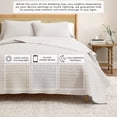 thumbnail image 6 of Honeycomb Waffle Garment Washed 3-Piece Cotton Quilt Set, King, Light Grey, 6 of 7