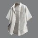 thumbnail image 1 of pstuiky camisetas de hombre, Camisa informal de verano con solapa y botones, color liso, para hombre ropa de hombre m, 1 of 9