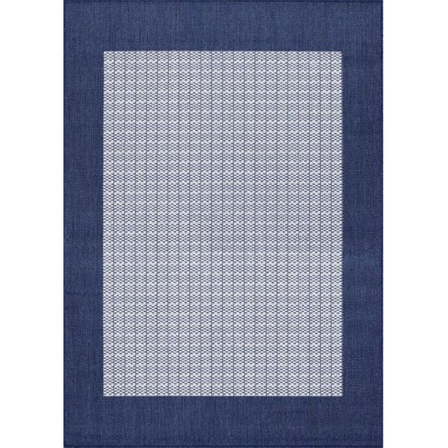 Couristan 10056500023710U 2 ft. 3 in. x 7 ft. 10 in. Recife Checkered Field Power Loomed Rectangle Area Rug - Ivory & Indigo