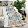 thumbnail image 2 of Flannel Boho Striped Quilted Throw - Warm, Soft, & Lightweight 50x60in Couch Blanket Blanket for Bed Couch Sofa - Vintage Abstract Pattern for Extra Style, 2 of 5