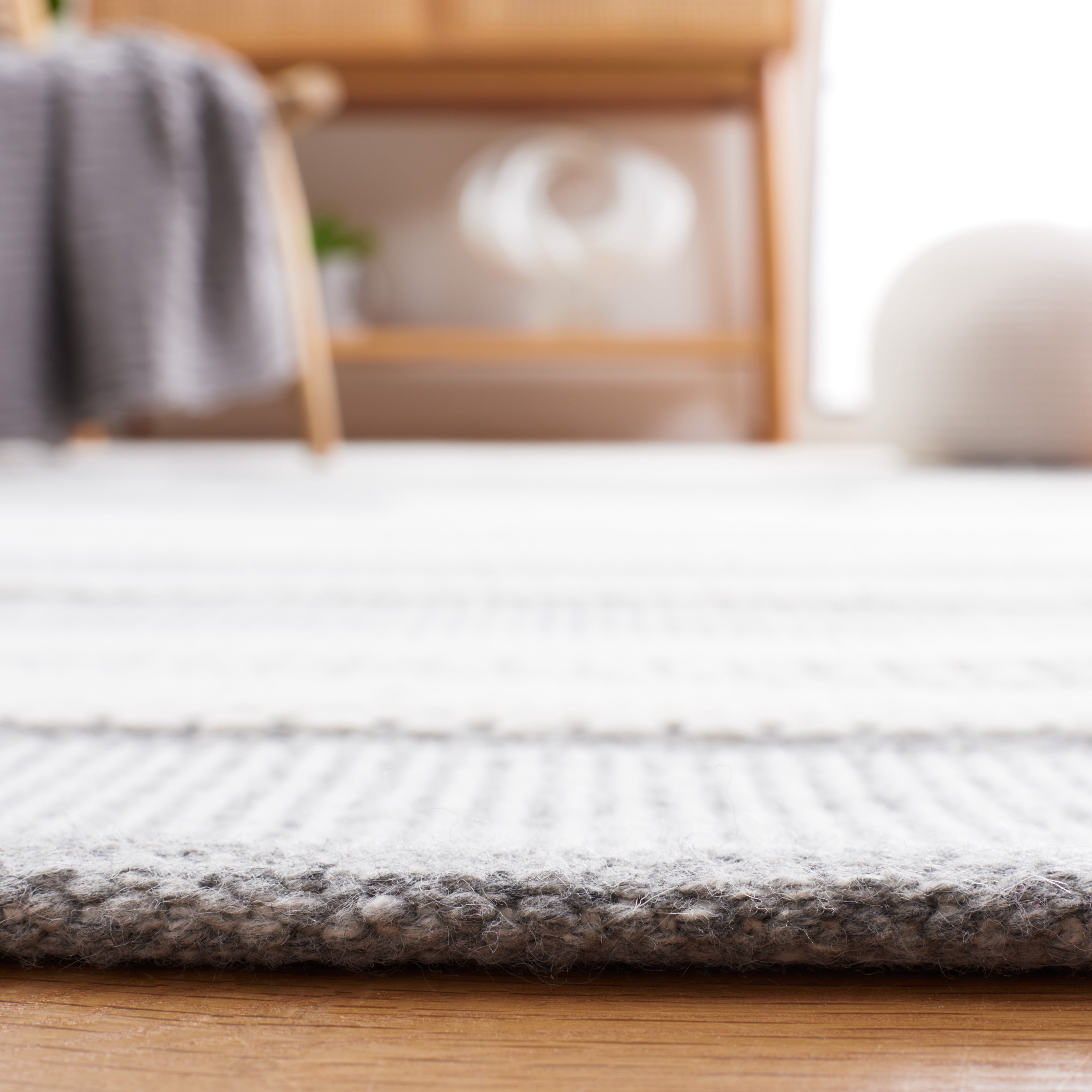 Safavieh Kilim Adam Striped Polyester Area Rug, Ivory/Gray, 6' x 6' Square