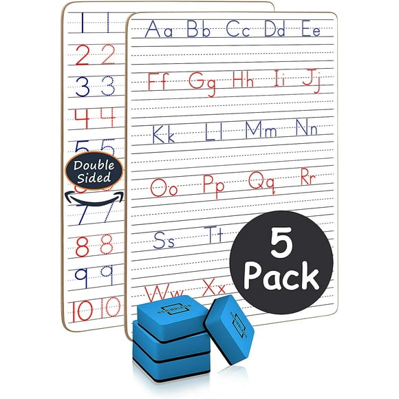 Dry Erase Handwriting Practice White Boards (5 Boards & Erasers)