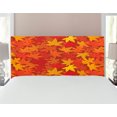 thumbnail image 1 of Orange Headboard, Colorful Autumn Fall Season Maple Leaves in Unusual Designs Nature Print, Upholstered Decorative Metal Bed Headboard with Memory Foam, Full Size, Burnt Orange, by Ambesonne, 1 of 4