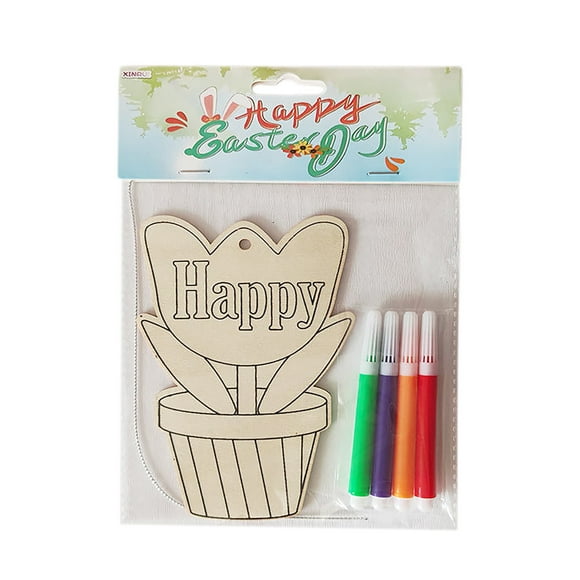 Easter DIY Wooden Drawing Board Kids Painting Coloring Craft Decoration Easter