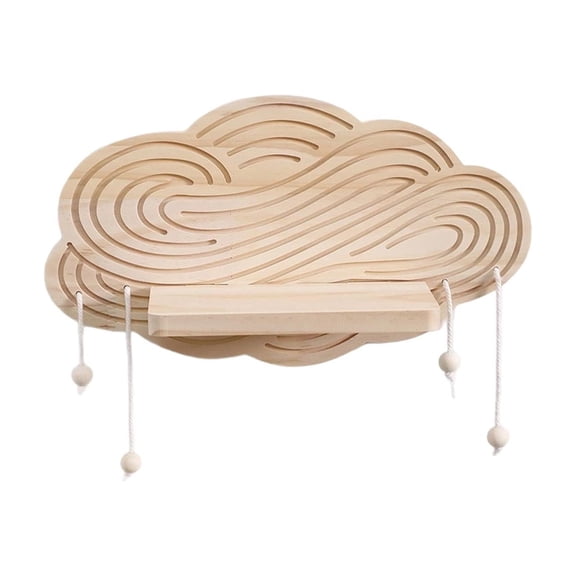 Cloud Shaped Wooden Wall Shelf, Decorative Floating Plant Stand, Boho Home Storage Organizer for Small Plants Books Figurines and Collectibles, Space Saving Wall Mounted Rack