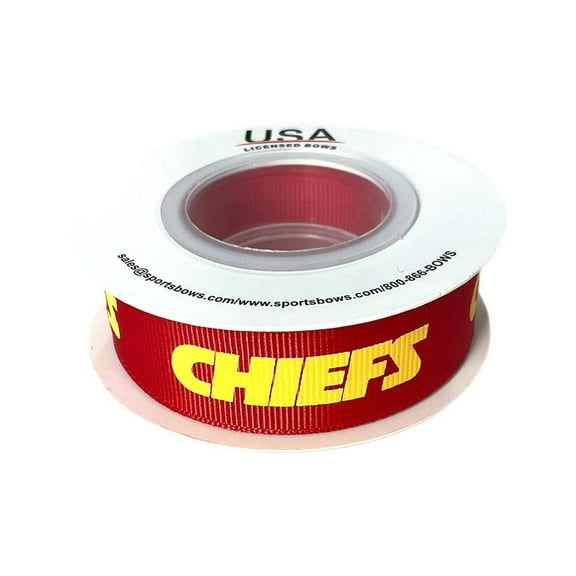 Chiefs Printed Ribbon 7/8"-Inch Width, 1 Foot - USA Licensed Bows