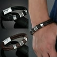 thumbnail image 2 of QQTDFG Men Women Leather Titanium Steel Magnetic Braided Clasp Bracelet Bangle Jewelry-Black, 2 of 8