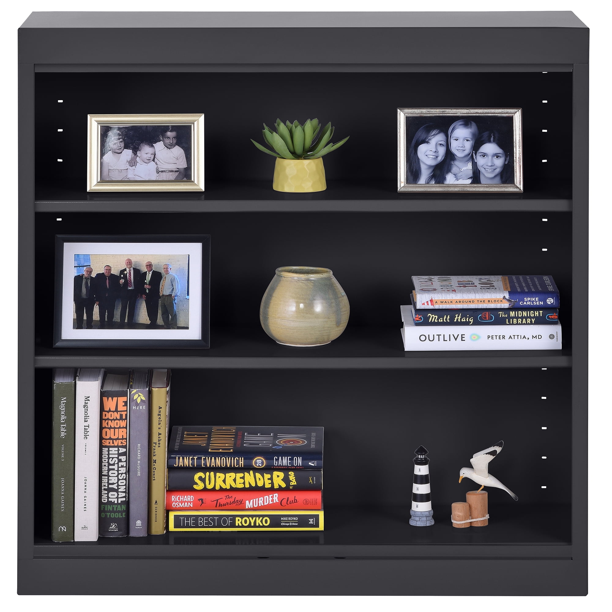 Sandusky Welded Steel Freestanding Bookcase Storage Cabinet, Black