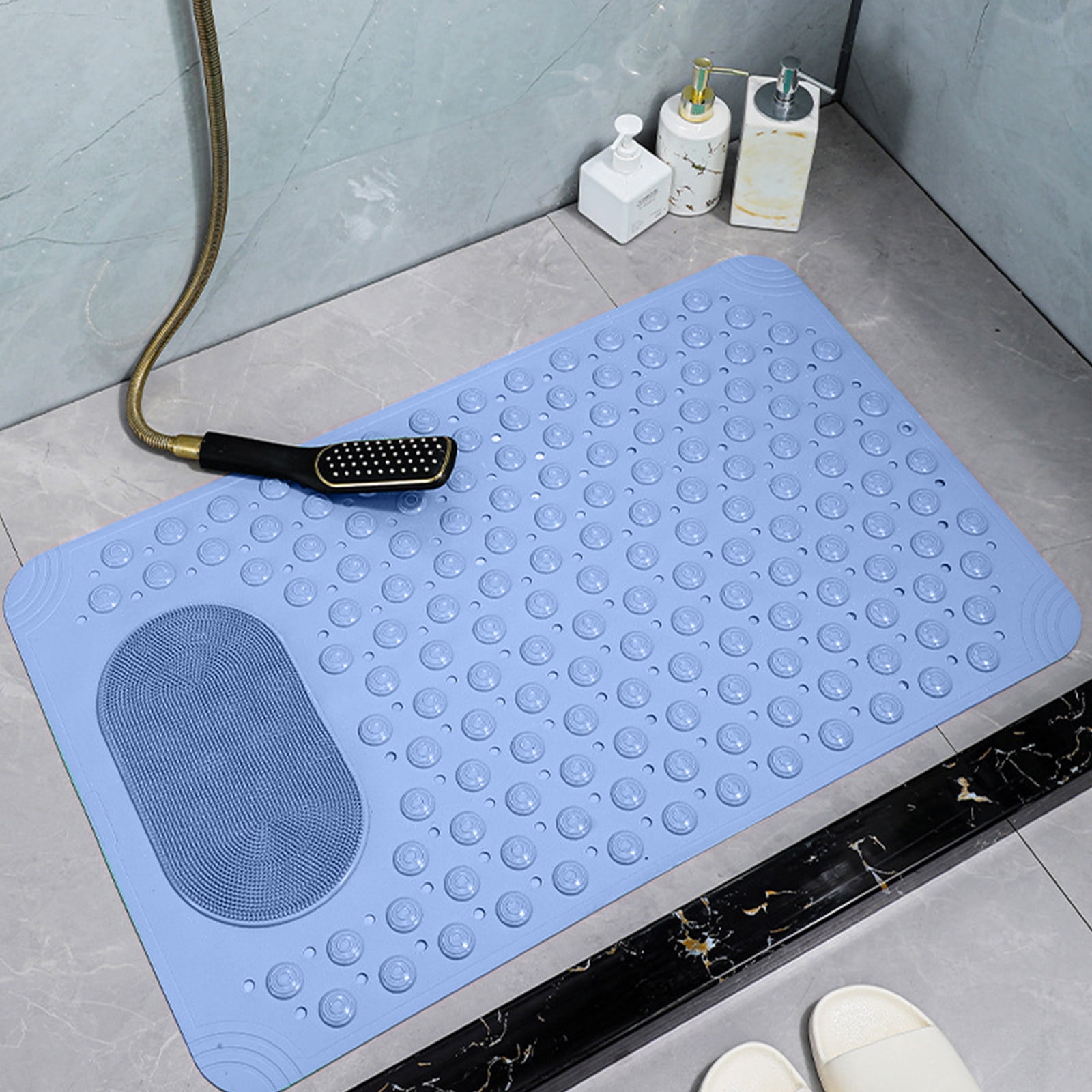 Vfedsrsge Memory Foam Bath Mat Large Size,Bathroom Rug Rubber Backing Non-slip Can Massage or Scrub The Soles of The Feet Bathroom Floor Mat Shower Rug in Front of The Bathtub,Blue