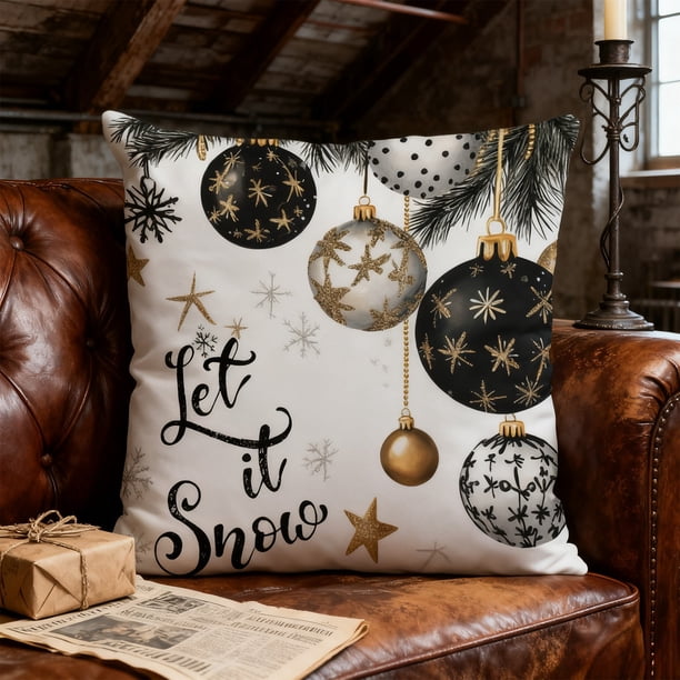 Funda de Almohada Navideña de 45 X 45 Cm. Diseños de Decoración Navideña. Impresión Plana Que Imita Patrones Tridimensionales.
