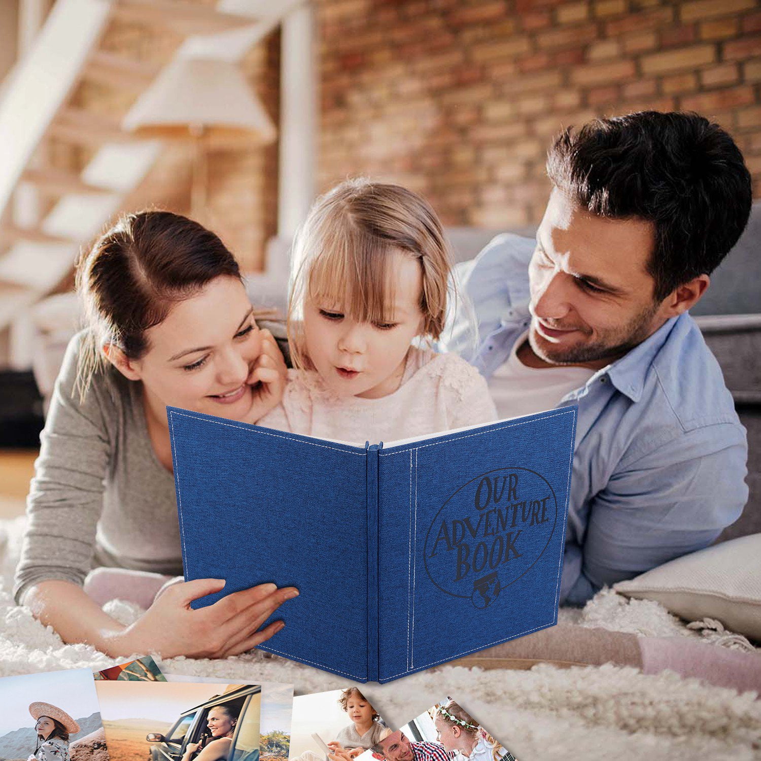 TJT Photo Album for 3x5 4x6 5x7 8x10 Pictures, 40 Pages Large Self Adhesive Pictures Album Birthday Christmas Wedding Anniversary, Linen Blue