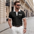 thumbnail image 2 of LTTVQM Polo Shirts for Men Casual Short Sleeve Button Golf Slim Fit Shirt with Pocket & Collar 2026 Spring Summer Stylish Tops Black L, 2 of 6