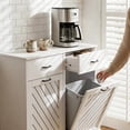 thumbnail image 2 of 15 Gallons Double Tilt-Out Trash Cabinet, Hidden Garbage Storage with Drawer & Diagonal Pattern for Kitchen & Living Room, White, 2 of 8